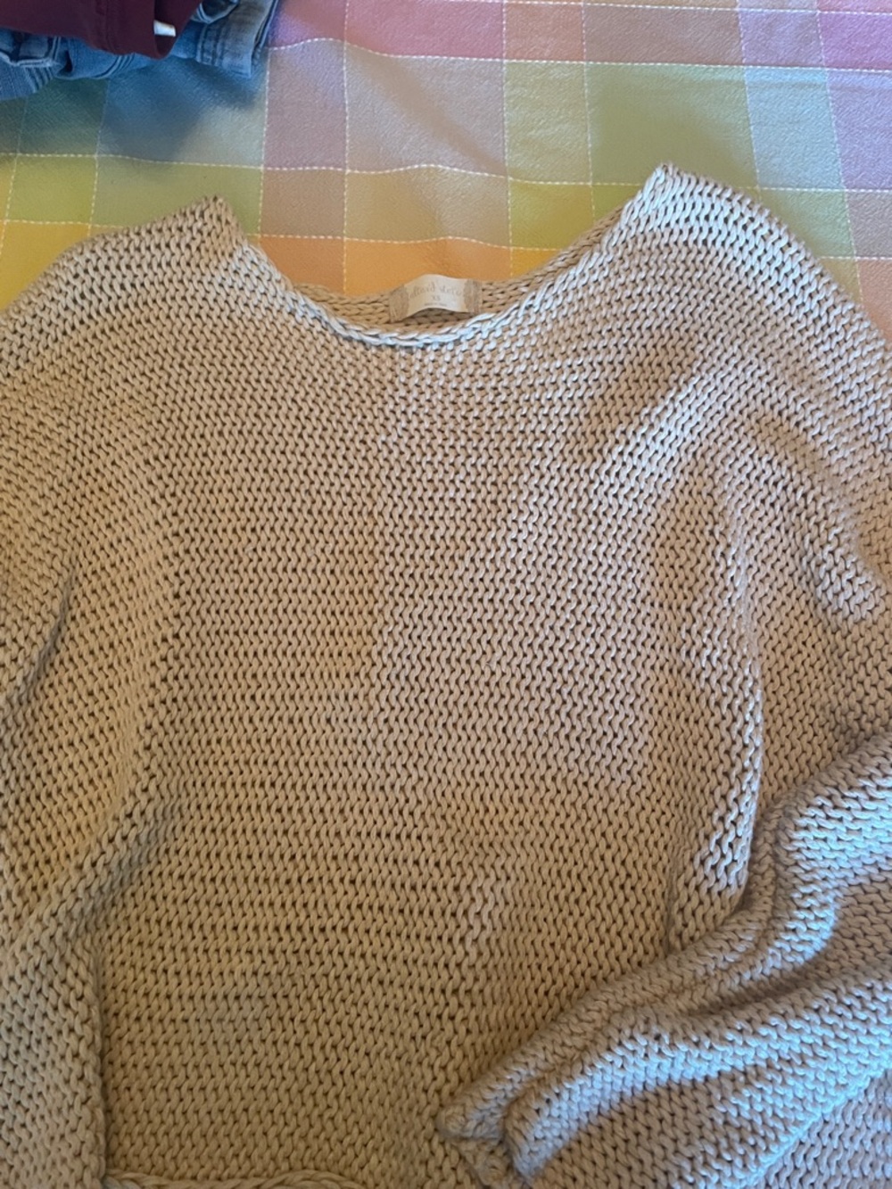 Altar'd State Cream Open-Weave Crew Sweater
